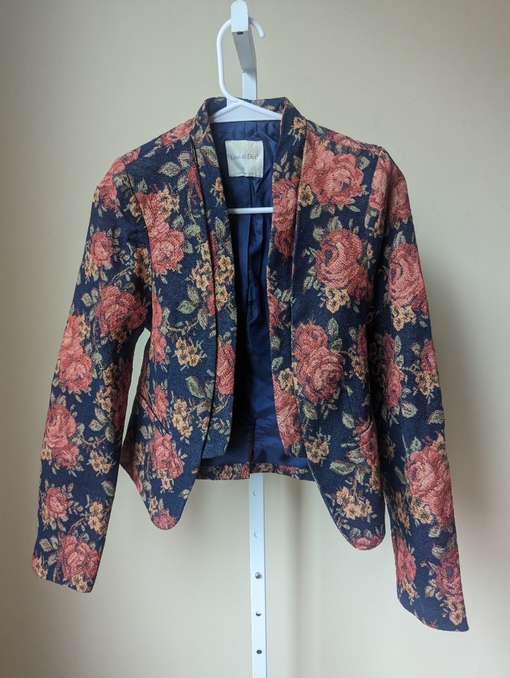 Line & Dot from Anthropologie tapestry style floral blazer jacket size S NWOT